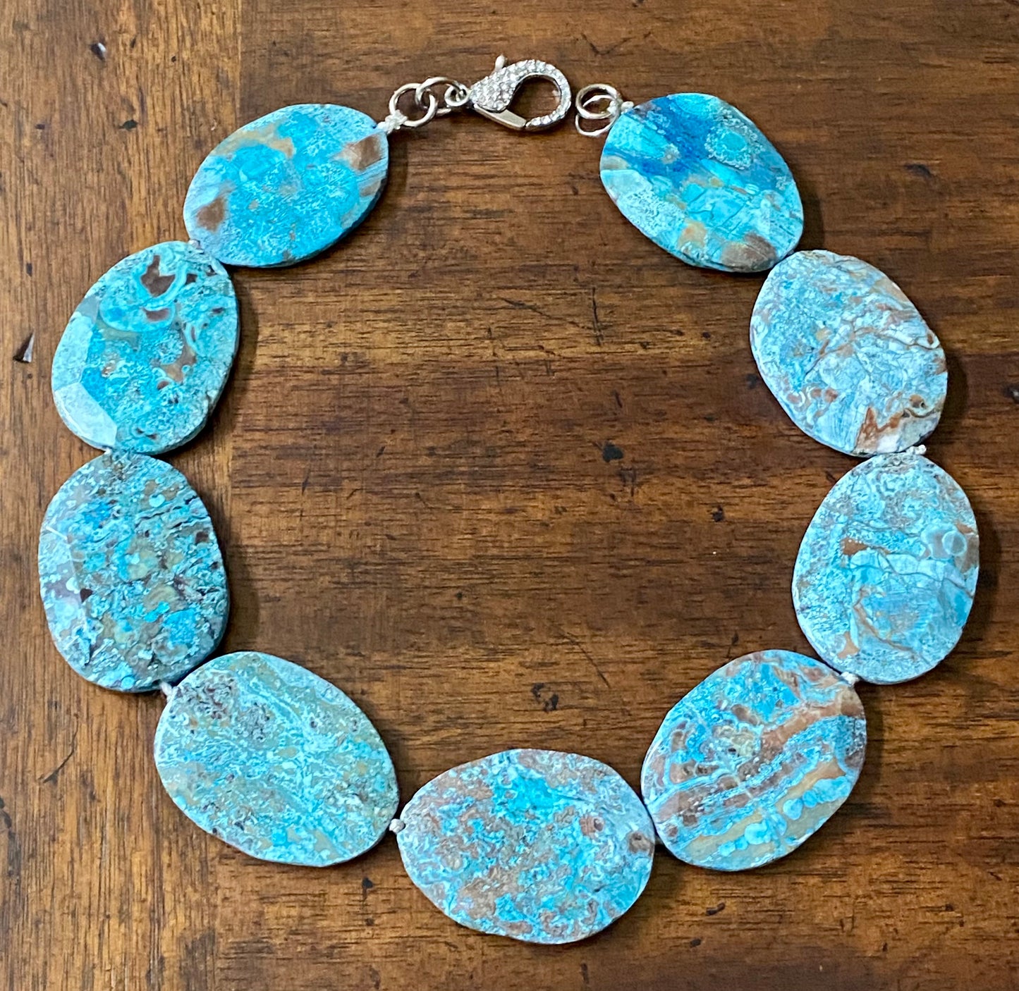 Ladies Chunky Turquoise Slab Statement Necklace