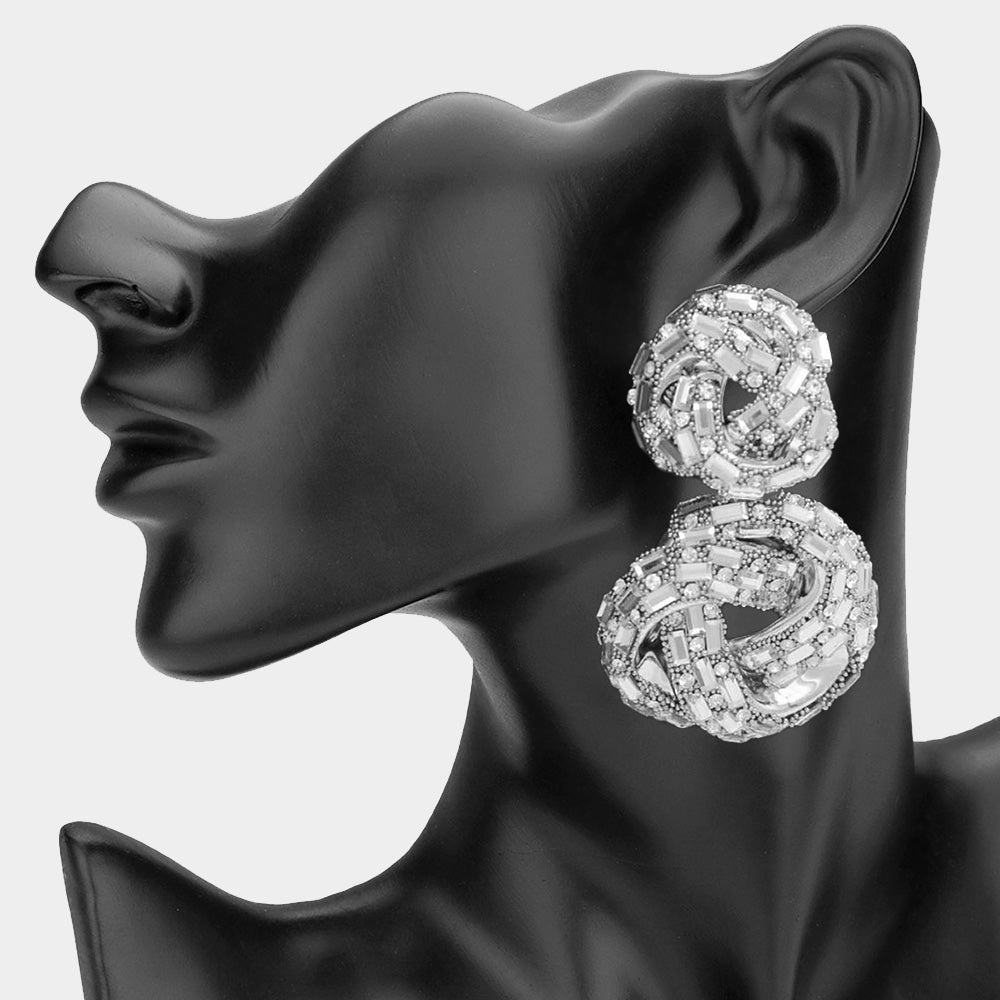 Oversized Embellished Knot Dangle Earrings