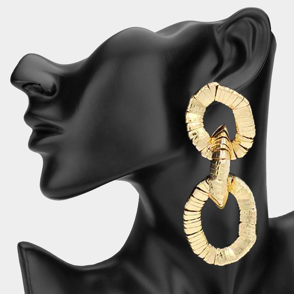Oversized Chunky Gold Tone Link Earrings