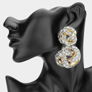 Oversized Embellished Knot Dangle Earrings