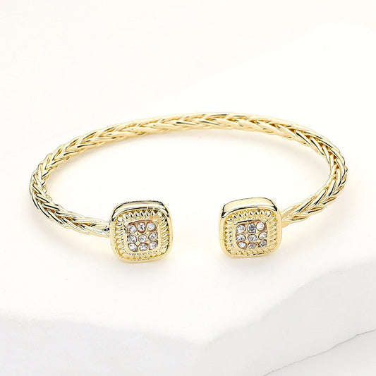 Pave Square Tip Cuff Bracelet