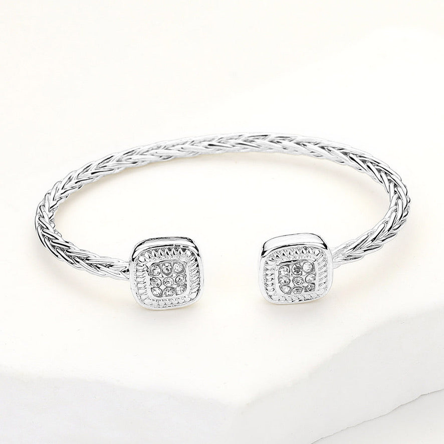 Pave Square Tip Cuff Bracelet