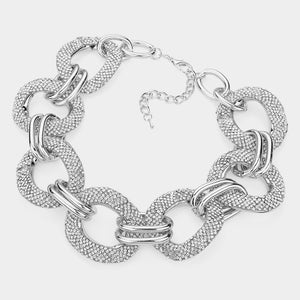 Ladies' Rhinestone Studded Chain Link Necklace