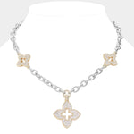 Load image into Gallery viewer, Two-Toned Pave Clover Pendant Necklace
