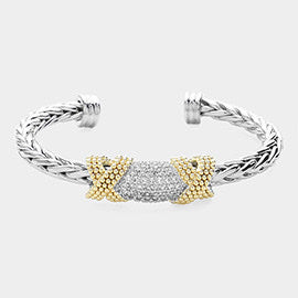 Cable Wire Bracelet with Pave/Gold Accent