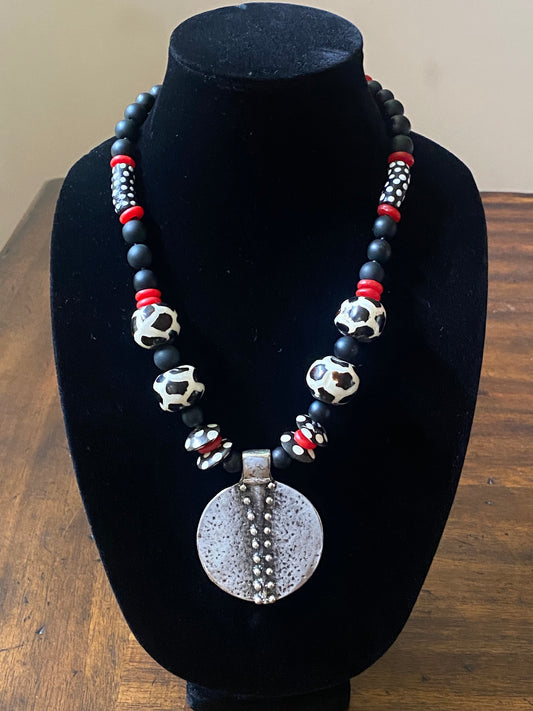 Black and White Tribal Necklace