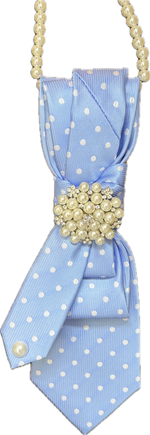 Load image into Gallery viewer, Blue and White Polka Dot Necktie with Pearl Necklace
