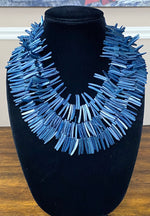 Load image into Gallery viewer, Handcrafted Blue Wood Stick Bead Necklace
