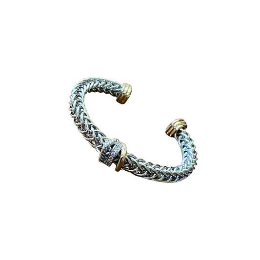 Braided Cable Wire Cuff with Accent Stone