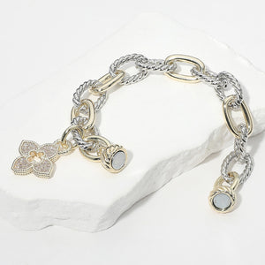 Two-Toned Pave Clover Bracelet