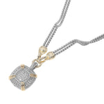 Load image into Gallery viewer, Two-Toned Pave Square Pendant Double Chain Necklace
