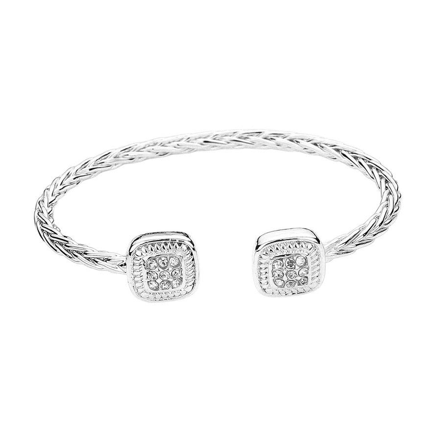 Pave Square Tip Cuff Bracelet