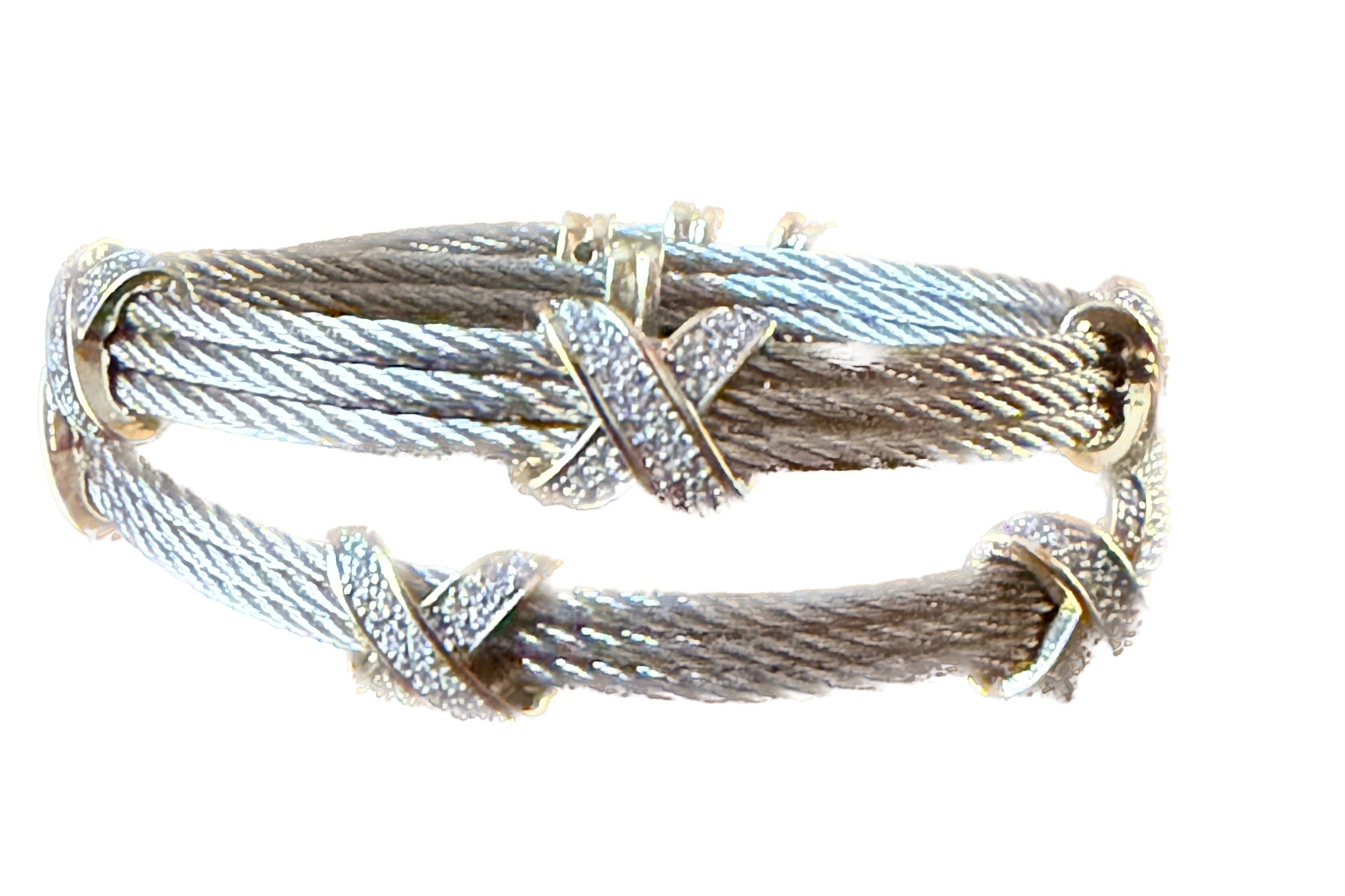 Multi-strand bracelet with interwoven design on a white background