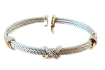 Load image into Gallery viewer, Multistrand bracelet with gold and silver accents on a white background
