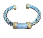 Load image into Gallery viewer, Two Toned Braided Bracelet Cuff with Rhinestone Bar
