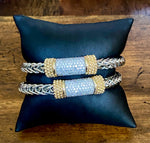 Load image into Gallery viewer, Two Toned Braided Bracelet Cuff with Rhinestone Bar
