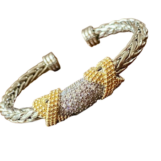 Cable Wire Bracelet with Pave/Gold Accent