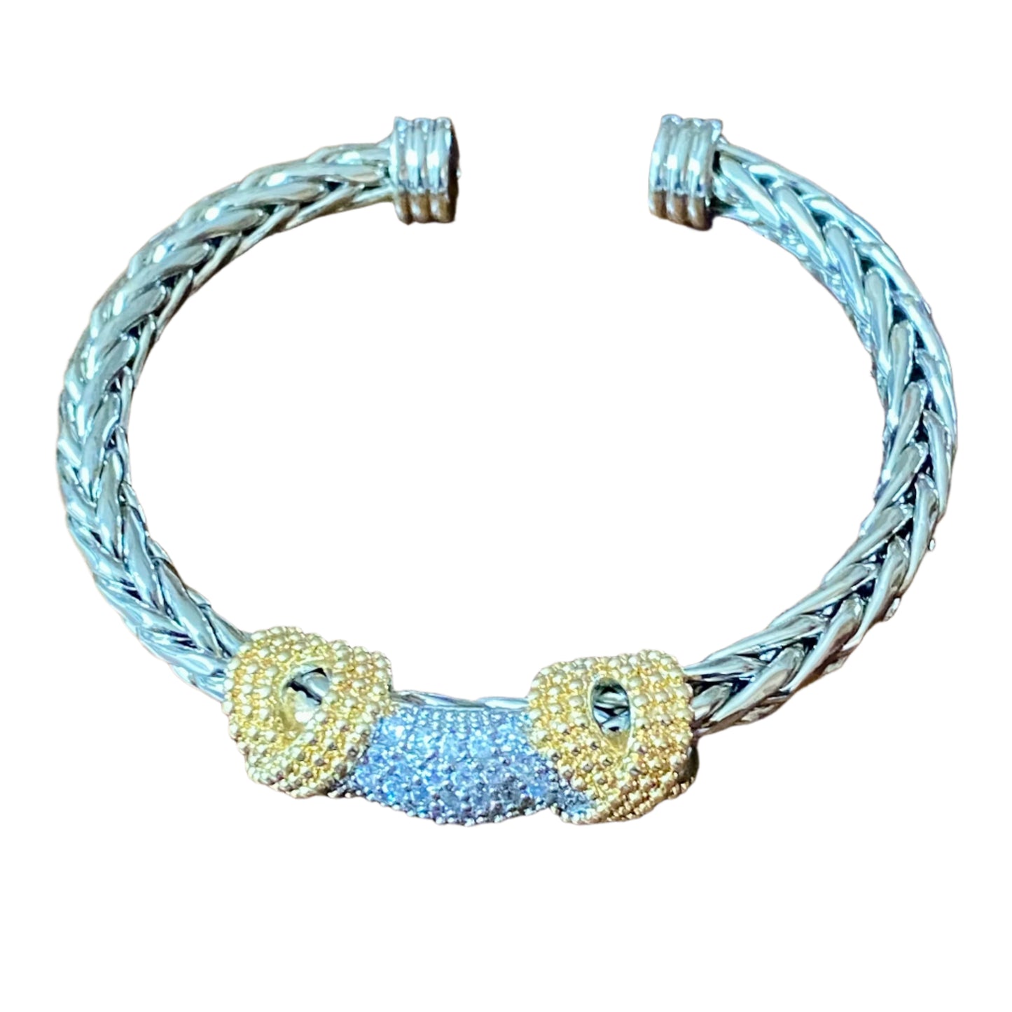 Cable Wire Bracelet with Pave/Gold Accent