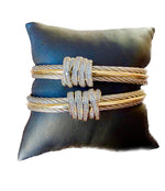 Load image into Gallery viewer, Ladies&#39; Cable Wire Cuff Bracelet with Rhinestone Accent
