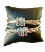 Load image into Gallery viewer, Ladies&#39; Cable Wire Cuff Bracelet with Rhinestone Accent
