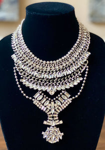 Ladies Crystal Bib Statement Necklace