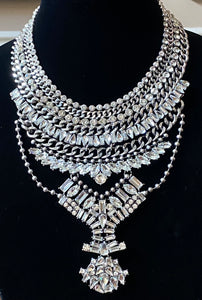 Ladies Crystal Bib Statement Necklace