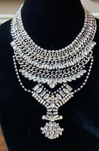 Ladies Crystal Bib Statement Necklace