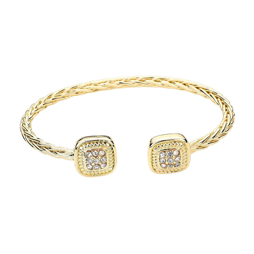 Pave Square Tip Cuff Bracelet