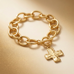Load image into Gallery viewer, Fashion Chain Link Hammered Cross Toggle Bracelet 
