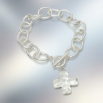 Load image into Gallery viewer, Fashion Chain Link Hammered Cross Toggle Bracelet
