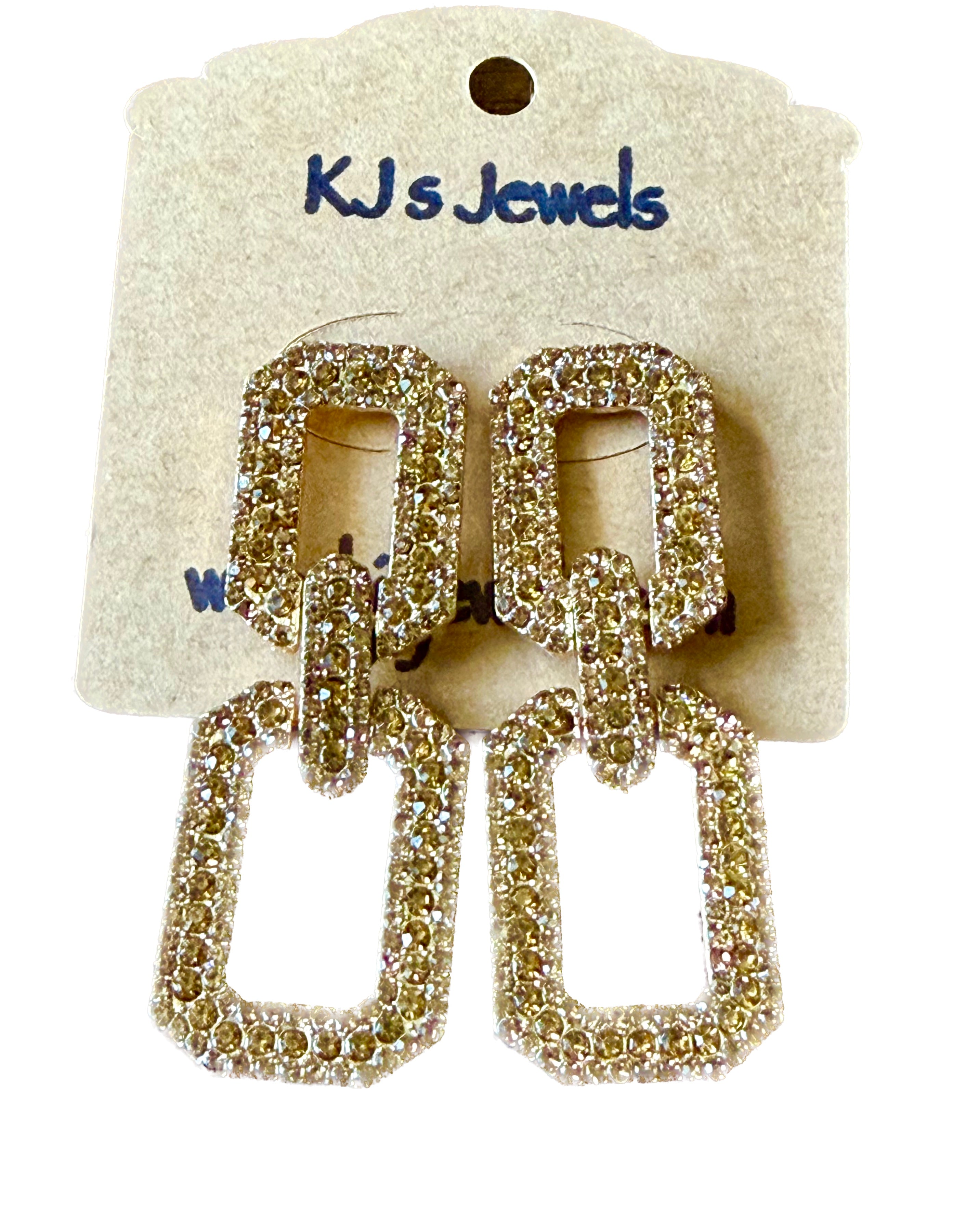 Gold-Toned Rhinestone Dangle Earrings