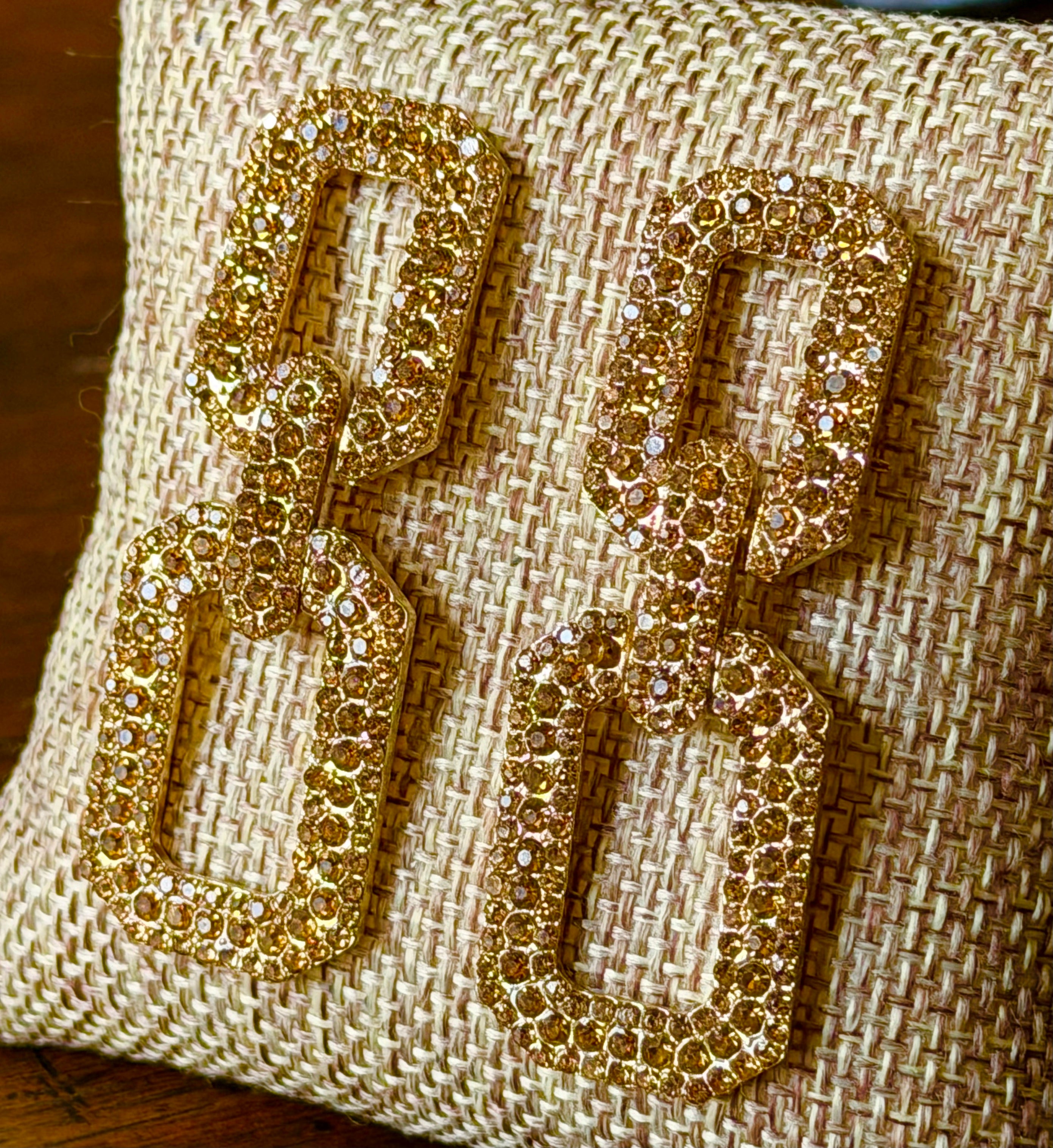 Gold-Toned Rhinestone Dangle Earrings