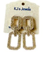 Load image into Gallery viewer, Gold-Toned Rhinestone Dangle Earrings
