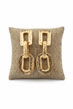 Load image into Gallery viewer, Gold Hammered Geometric Dangle Earrings
