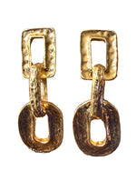 Load image into Gallery viewer, Gold Hammered Geometric Dangle Earrings
