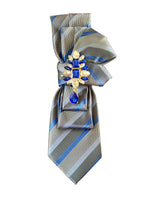Load image into Gallery viewer, Blue and Gray Striped Necktie Necklace
