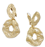Load image into Gallery viewer, Gold Hammered  earrings on a white background
