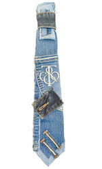 Load image into Gallery viewer, Denim tie with decorative elements 
