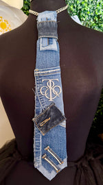 Load image into Gallery viewer, Denim Embellished Tie 
