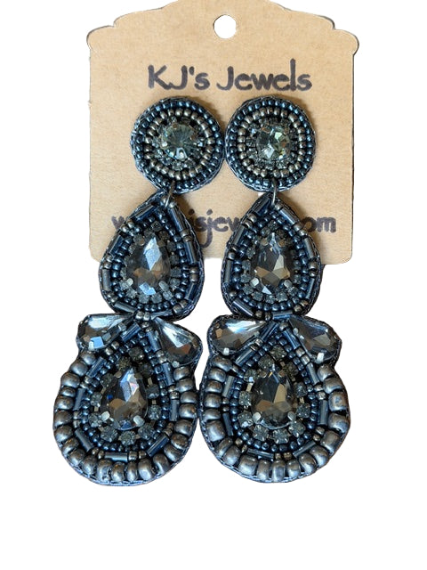Pair of beaded earrings on a KJ's Jewels card 