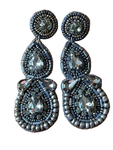 Ladies' Beaded Double Teardrop Dangle Earrings