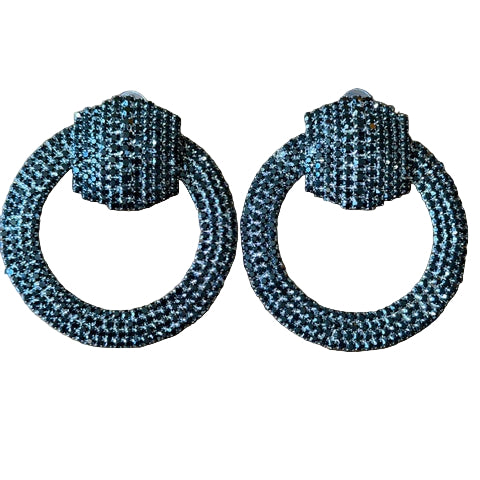 Black Embellished Door Knocker Statement Earrings