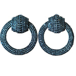 Load image into Gallery viewer, Black Embellished Door Knocker Statement Earrings
