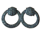 Load image into Gallery viewer,  Black embellished door knocker statement earrings 
