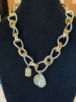 Load image into Gallery viewer, Chain Link Necklace with Coin Pendants
