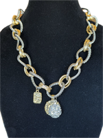 Load image into Gallery viewer, Chain Link Necklace with Coin Pendants
