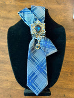 Load image into Gallery viewer, Blue/Metallic Plaid Necktie Necklace
