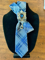 Load image into Gallery viewer, Blue/Metallic Plaid Necktie Necklace
