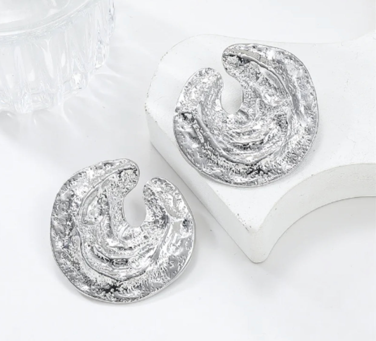 Large Geometric/Irregular Textured Earrings