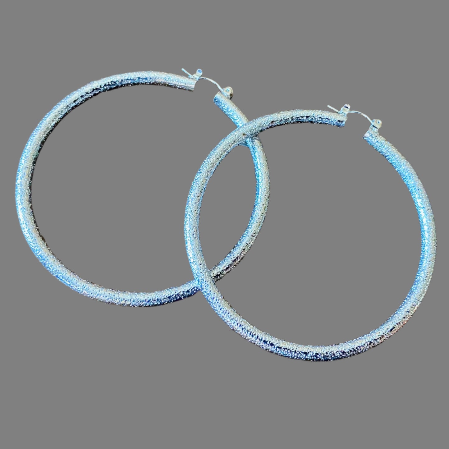 Ladies' Large Textured Hoop Earrings